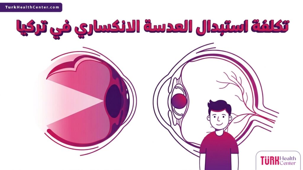 إنفوجرافيك طبي دقيق يوضح التركيب التشريحي للعين وكيفية زراعة العدسة لفهم القيمة مقابل تكلفة استبدال العدسة الانكساري في تركيا.