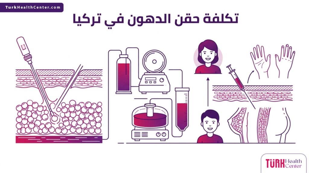رسم بياني طبي يوضح آلية نقل الخلايا ضمن دليل تكلفة حقن الدهون في تركيا