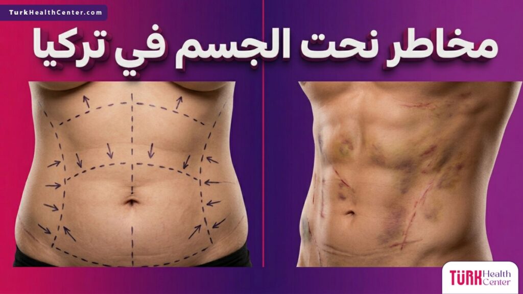 صورة قبل وبعد توضح نتائج الإجراء الطبي وتفادي مخاطر نحت الجسم في تركيا مع إرشادات طبية دقيقة.