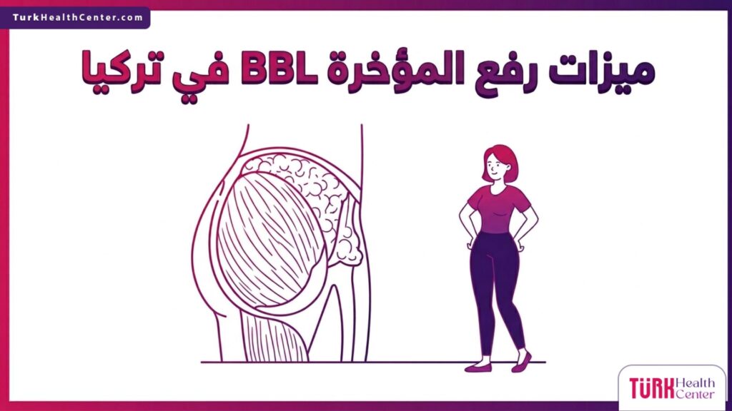رسم بياني طبي يوضح علمياً ميزات رفع المؤخرة BBL في تركيا ومسار حقن الدهون