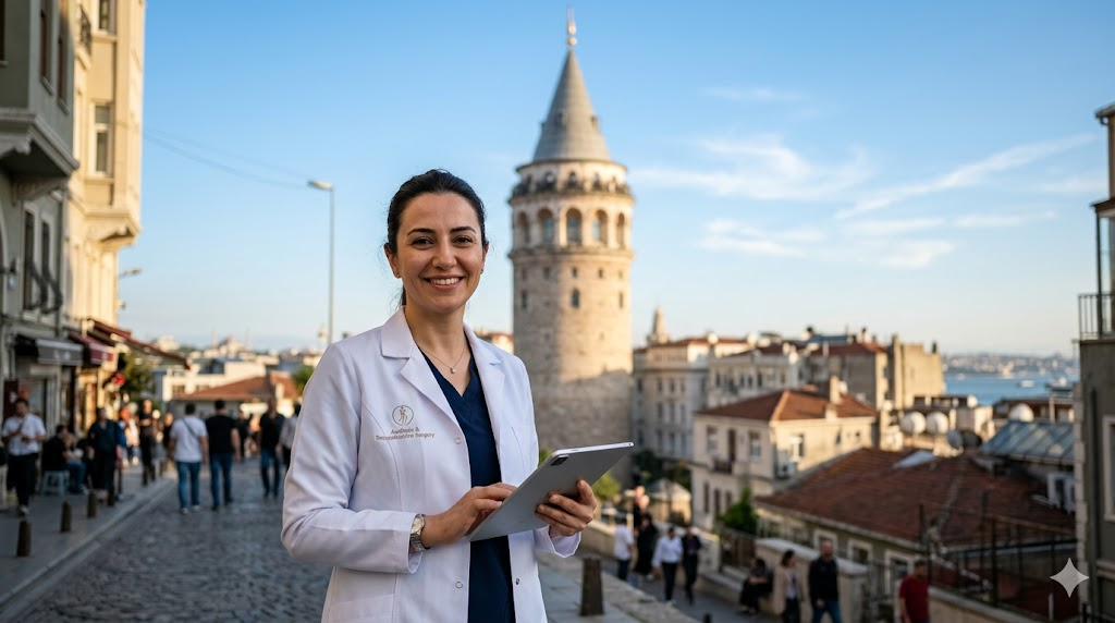 جراحة تجميل محترفة في إسطنبول أمام برج غالاتا لمناقشة تكلفة جراحات الثدي في تركيا.