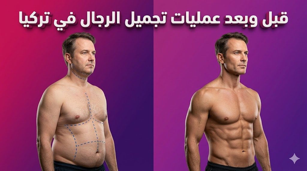  مقارنة "قبل وبعد" تظهر نتائج عمليات تجميل الرجال في تركيا في نحت الجسم وتحديد ملامح الوجه.