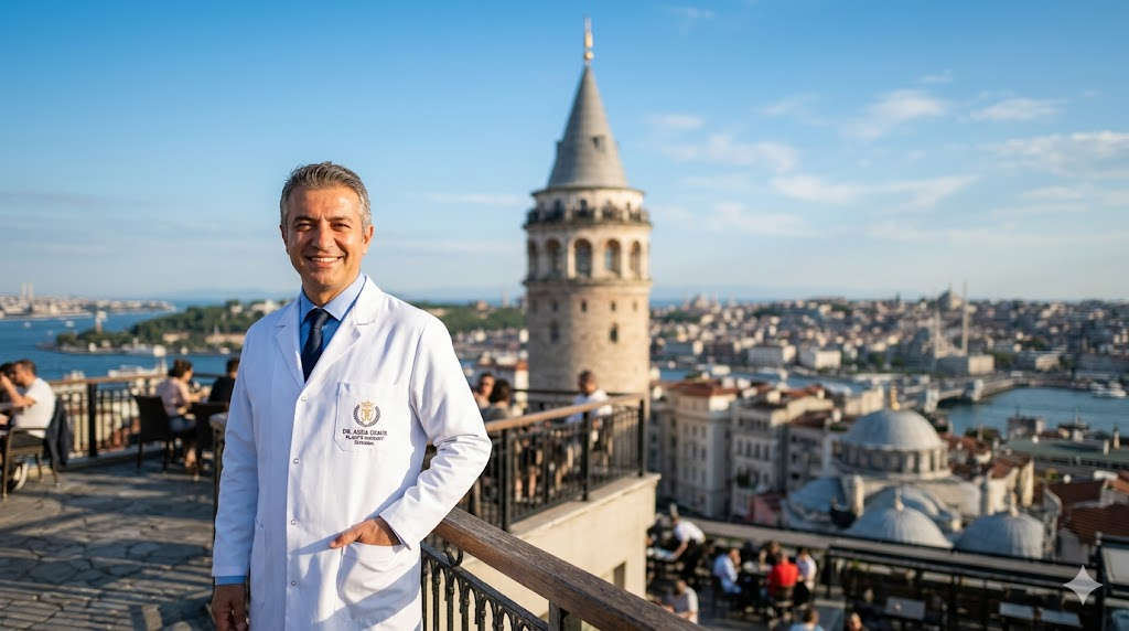  جراح تجميل خبير أمام برج غالاتا في اسطنبول يمثل الجودة والخدمة الممتازة في تكلفة شد ورفع الثدي في تركيا.