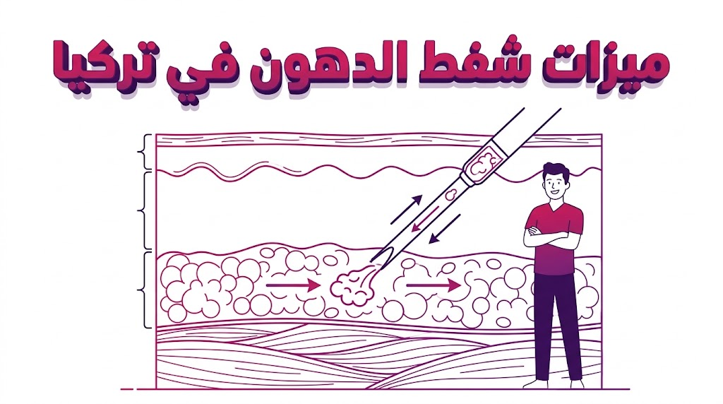 إنفوجرافيك طبي يوضح التشريح الداخلي وتأثير ميزات شفط الدهون في تركيا على الأنسجة الدهنية.