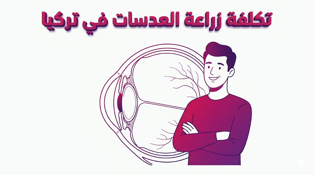 إنفوجرافيك تعليمي يوضح تشريح العين ومكان وضع العدسة كجزء من شرح تكلفة زراعة العدسات في تركيا.
