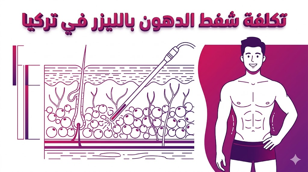 مخطط طبي يوضح الجوانب العلمية لعملية شفط الدهون وتأثير تكلفة شفط الدهون بالليزر في تركيا.
