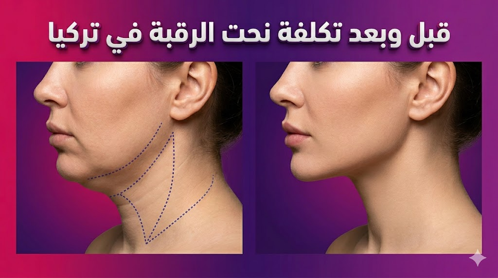  صورة قبل وبعد توضح نتائج وعلامات الجراحة المرتبطة بـ تكلفة نحت الرقبة في تركيا.