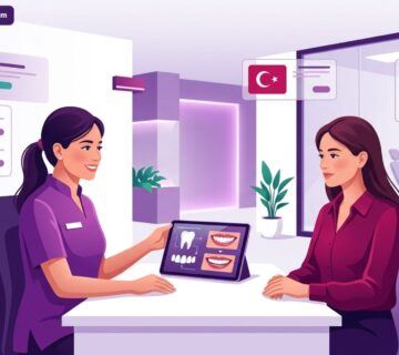 طبيب أسنان يشرح تفاصيل إجراء ابتسامة هوليود في تركيا لمريض داخل عيادة فاخرة 