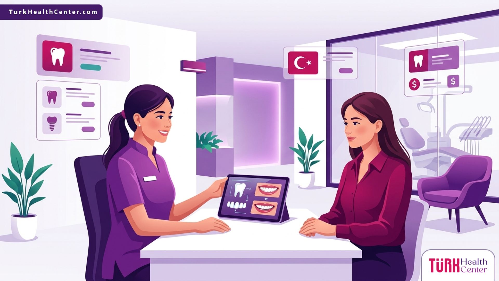 طبيب أسنان يشرح تفاصيل إجراء ابتسامة هوليود في تركيا لمريض داخل عيادة فاخرة 