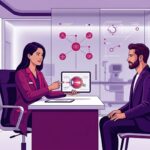 رسم توضيحي حديث لطبيب يشرح للمريض تفاصيل تكلفة تصحيح الاستجماتيزم بالليزر في تركيا داخل عيادة متطورة 