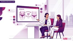 طبيب يشرح للمريضة تفاصيل تكلفة رفع المؤخرة BBL في تركيا داخل عيادة تجميل فاخرة 