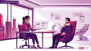 رسم توضيحي طبي فاخر يشرح تفاصيل تكلفة زراعة شعر الذقن في تركيا مع طبيب مختص 