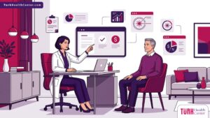 رسم توضيحي طبي فاخر لطبيب يشرح تفاصيل تكلفة شفط الدهون بالليزر للمريض داخل عيادة حديثة 