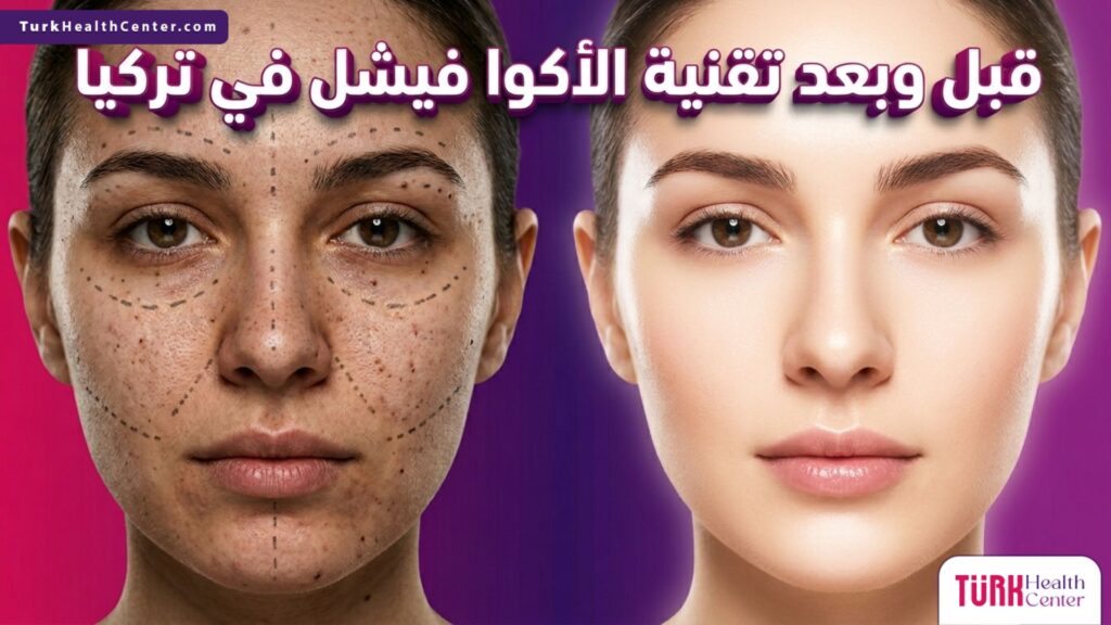 صورة قبل وبعد تظهر النتائج المذهلة لتنظيف البشرة باستخدام تقنية الأكوا فيشل في تركيا.