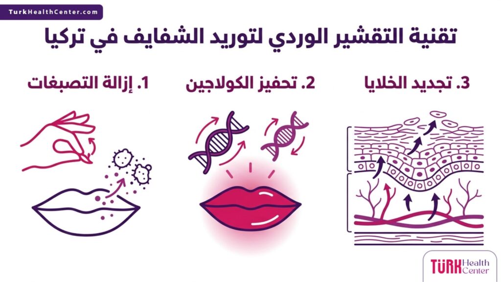 خطوات وفوائد تقنية التقشير الوردي لتوريد الشفايف في تركيا للحصول على شفاه طبيعية