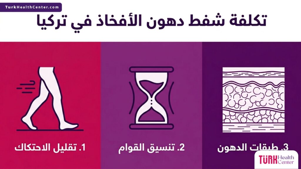 إنفوجرافيك مقسم يوضح الفوائد والتشريح المرتبط بـ تكلفة شفط دهون الأفخاذ في تركيا.