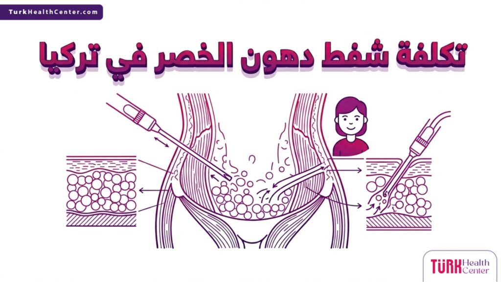 إنفوجرافيك طبي تشريحي يوضح آلية تكسير الدهون وارتباطها بتحديد تكلفة شفط دهون الخصر في تركيا