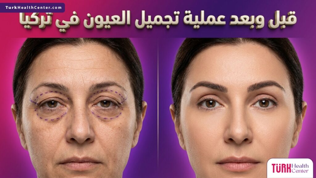 مقارنة قبل وبعد عملية تجميل العيون في تركيا تظهر شد الجفون والتخلص من الترهلات