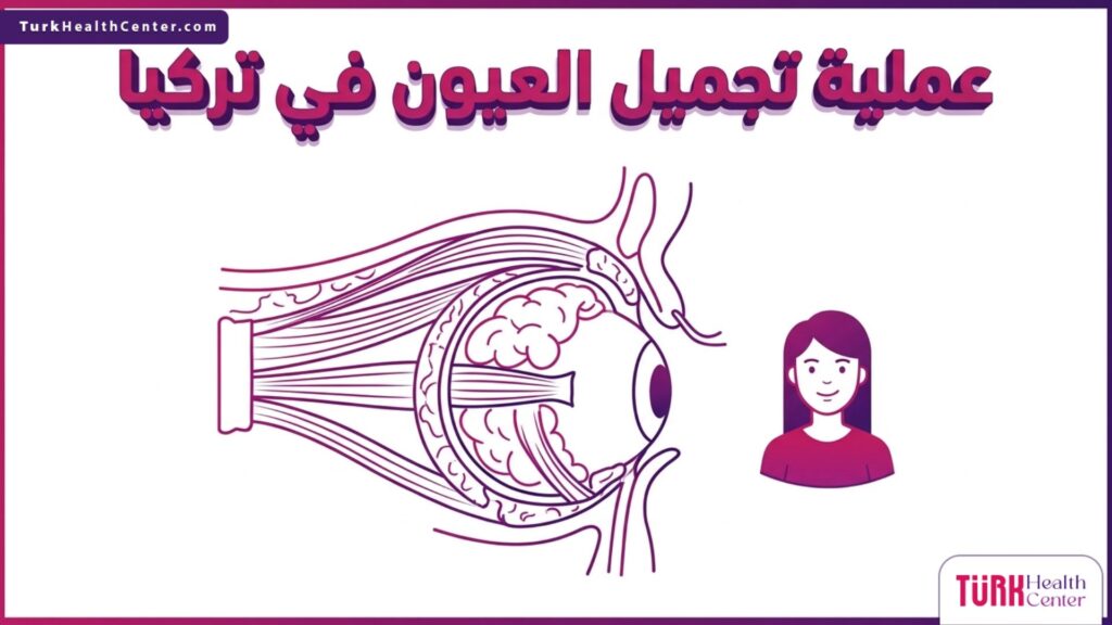 رسم تشريحي يوضح التركيب الداخلي للجفون وكيفية إجراء عملية تجميل العيون في تركيا