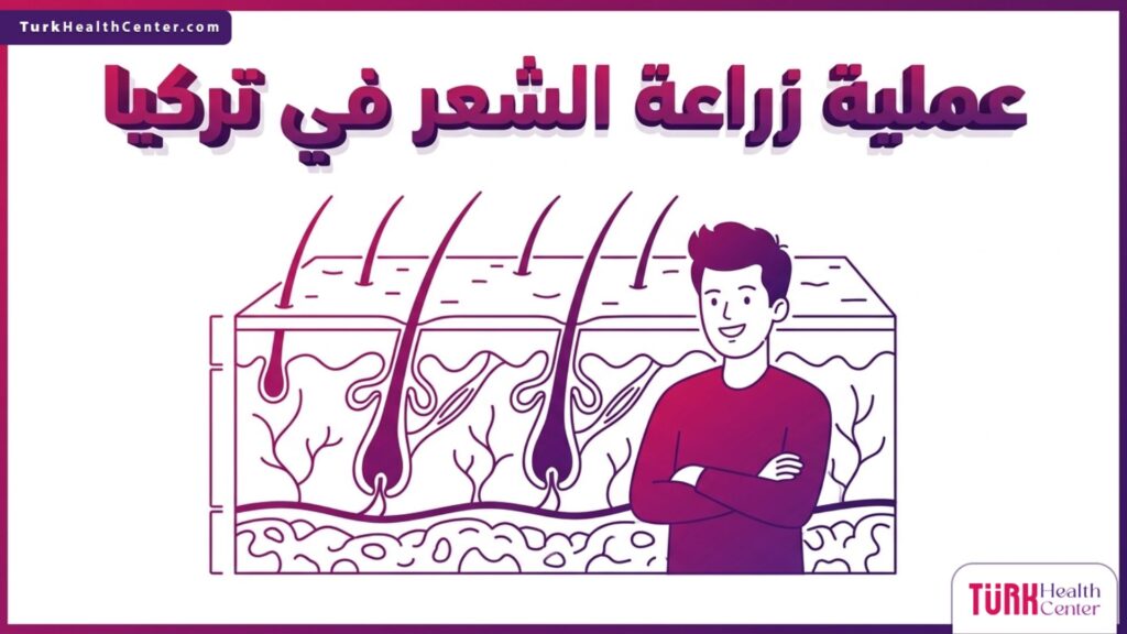 رسم تشريحي دقيق يوضح بنية فروة الرأس والبصيلات الخاصة بإجراء عملية زراعة الشعر في تركيا.