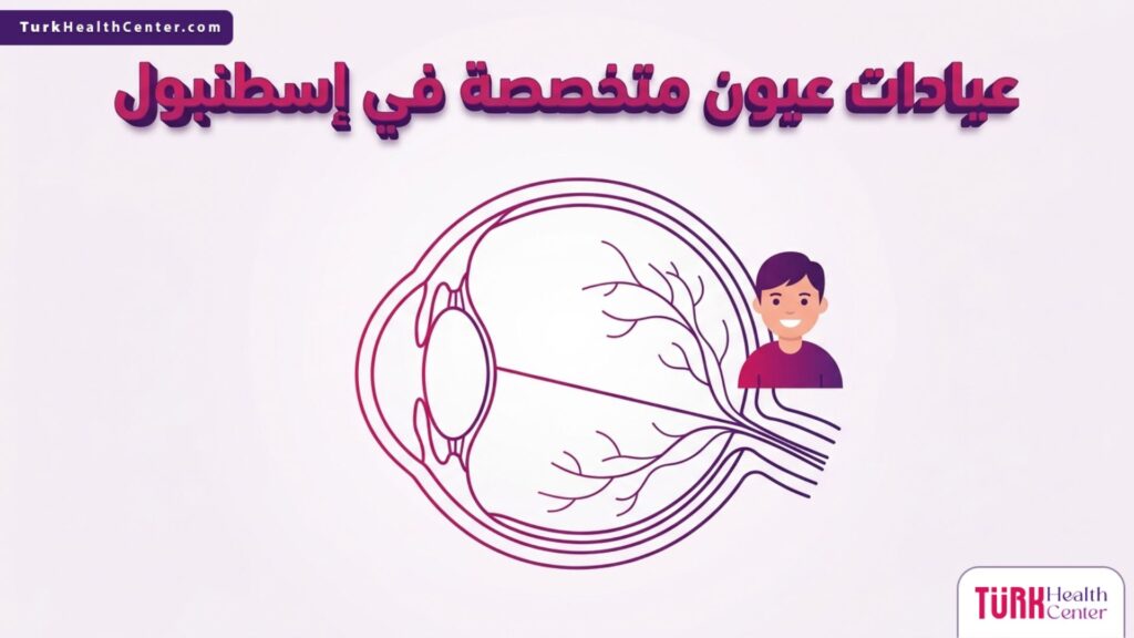 إنفوجرافيك طبي دقيق يوضح التشريح الداخلي للعين والتقنيات المستخدمة في عيادات عيون متخصصة في إسطنبول.