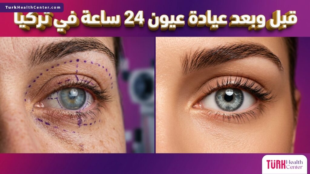 مقارنة قبل وبعد توضح دقة الإجراءات الطبية ونتائج العلاج في عيادة عيون 24 ساعة في تركيا.