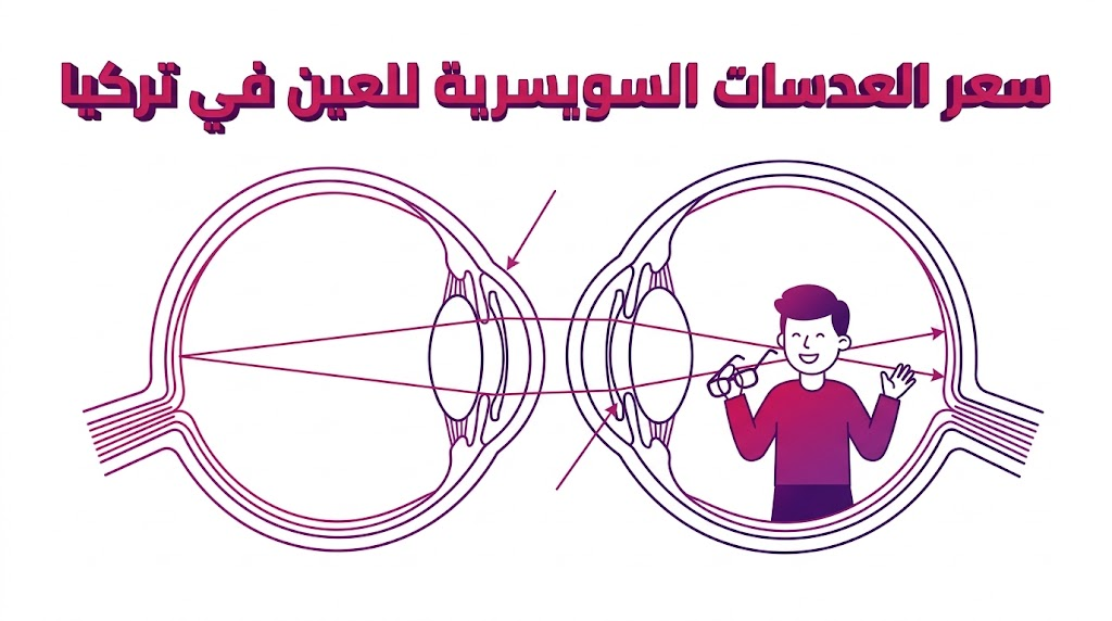 مخطط تشريحي يوضح تقنية زراعة العدسات ضمن مقال حول سعر العدسات السويسرية للعين في تركيا.