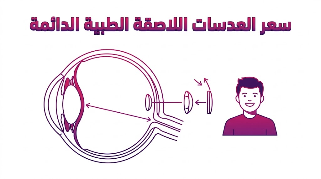  مخطط تشريحي طبي يوضح آلية عمل ومكان وضع العدسة ضمن موضوع سعر العدسات اللاصقة الطبية الدائمة.