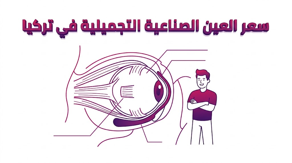 إنفوجرافيك طبي يشرح التشريح الداخلي وطريقة تركيب العدسة المتعلقة بـ سعر العين الصناعية التجميلية في تركيا.