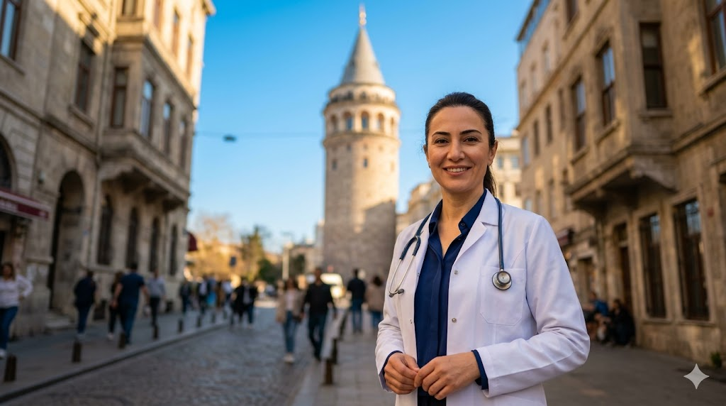 طبيب عيون خبير في اسطنبول يقدم أفضل العروض لـ سعر جلسة ليزر الشبكية أمام برج غالاتا.