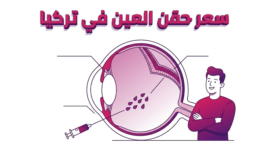  مخطط تشريحي تعليمي يوضح آلية عمل الإجراء الطبي المتعلق بموضوع سعر حقن العين في تركيا وكيفية وصول الدواء للشبكية.