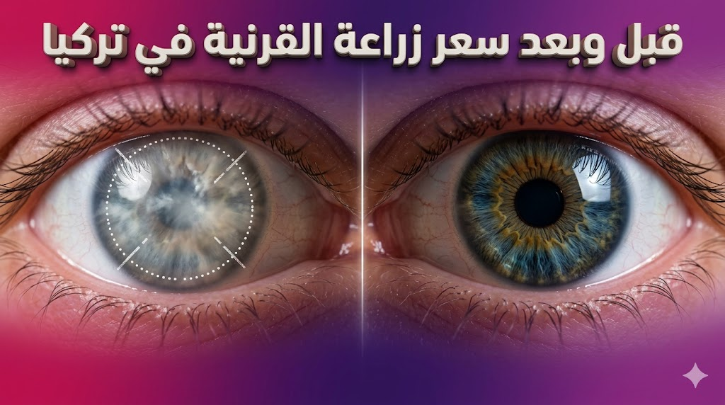  مقارنة قبل وبعد توضح نجاح العملية وتأثير سعر زراعة القرنية في تركيا على استعادة صفاء الرؤية.