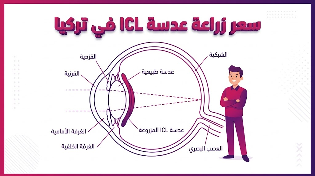 مخطط تشريحي يوضح آلية زراعة العدسة ضمن مقال سعر زراعة عدسة ICL في تركيا.