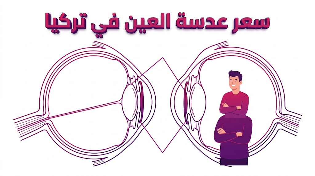  إنفوجرافيك تشريحي يوضح آلية زراعة العدسات الطبية المرتبطة بـ سعر عدسة العين في تركيا.