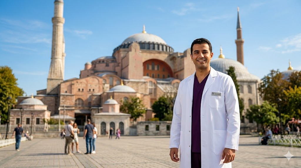 طبيب تجميل متميز أمام آيا صوفيا في اسطنبول يمثل الجودة الطبية و تكلفة شد البطن الكامل في تركيا التنافسية.