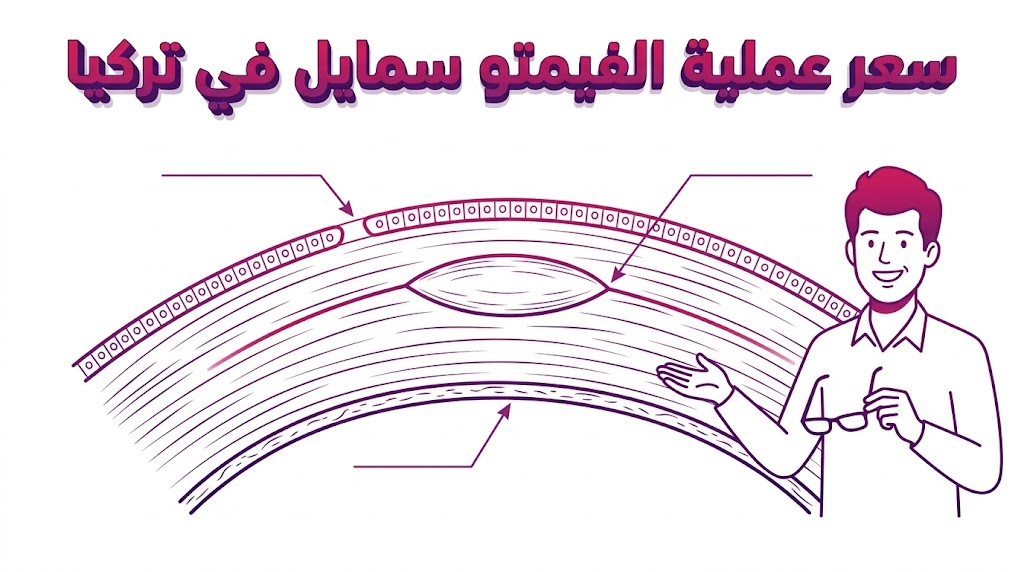  مخطط طبي توضيحي يشرح آلية عمل الليزر وتأثير سعر عملية الفيمتو سمايل في تركيا على جودة التصحيح.