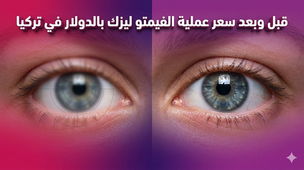  صورة "قبل وبعد" توضح نتائج تحسن الرؤية بعد معرفة سعر عملية الفيمتو ليزك بالدولار في تركيا وإجرائها.