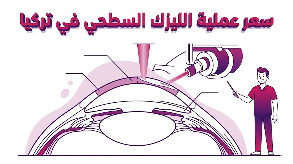  إنفوجرافيك طبي يوضح تشريح العين وكيفية تأثير سعر عملية الليزك السطحي في تركيا على جودة العلاج.