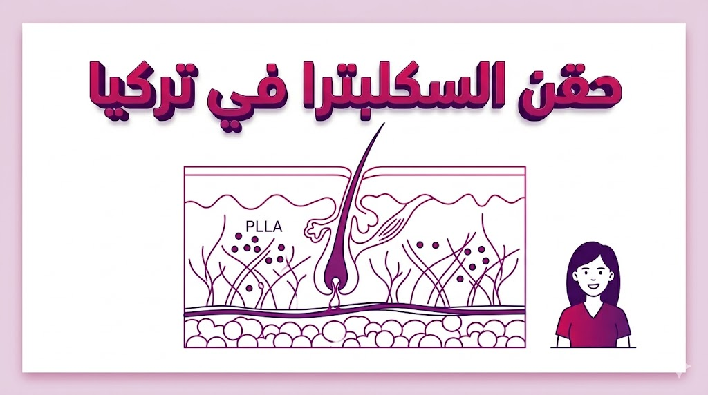 مخطط تشريحي يوضح آلية عمل حقن السكلبترا في تركيا داخل طبقات الجلد لتحفيز الكولاجين.