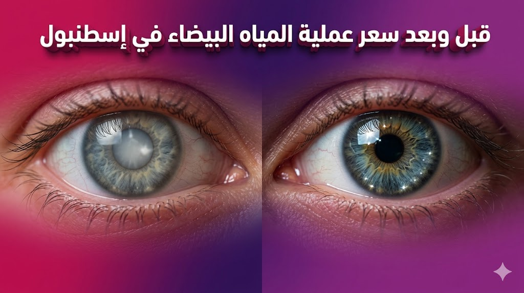 مقارنة قبل وبعد تظهر نجاح الإجراء وتأثير سعر عملية المياه البيضاء في إسطنبول على جودة الرؤية.