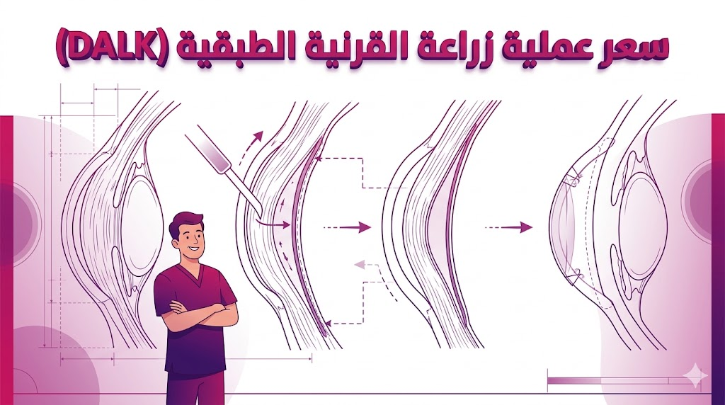  إنفوجرافيك طبي يشرح التشريح الدقيق للعين المتعلق بـ سعر عملية زراعة القرنية الطبقية (DALK).
