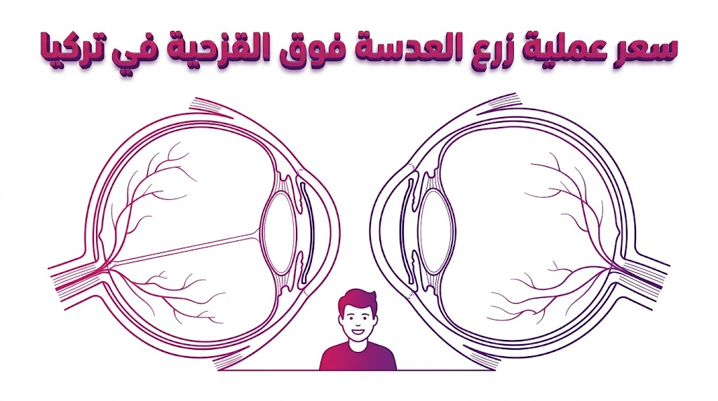 مخطط تشريحي يوضح تفاصيل عملية زرع العدسة وموقعها الطبي ضمن سياق سعر عملية زرع العدسة فوق القزحية في تركيا.