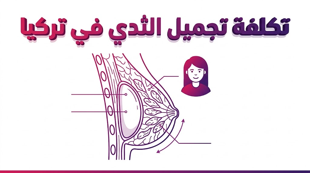 إنفوجرافيك تعليمي يوضح التشريح الداخلي وتقنيات العمليات المرتبطة بـ تكلفة تجميل الثدي في تركيا.