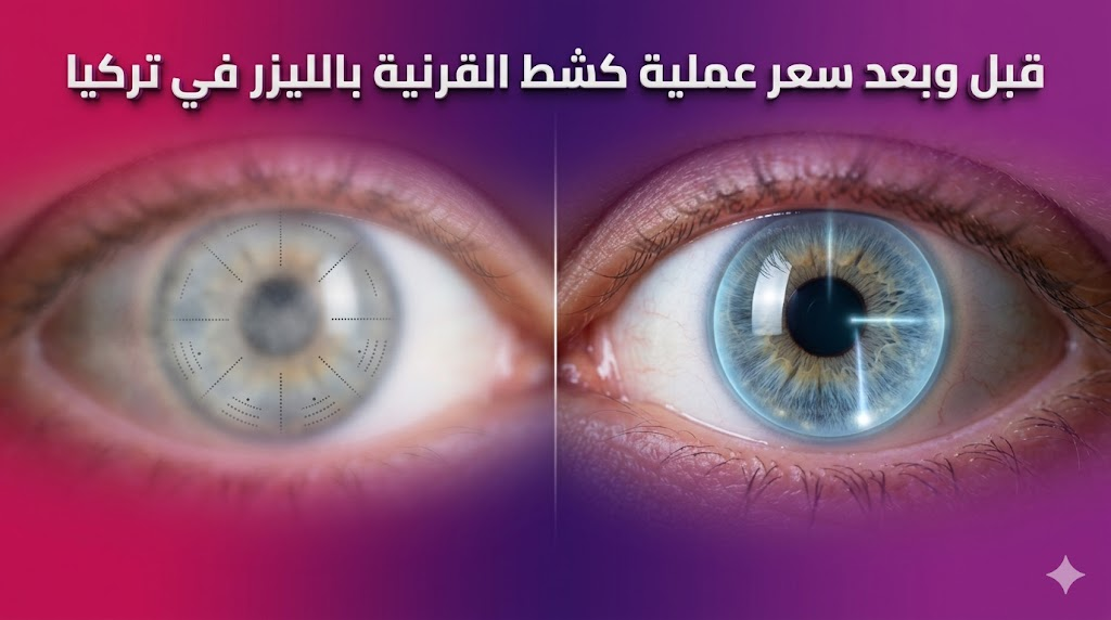 مقارنة قبل وبعد توضح تحسن الرؤية بعد معرفة سعر عملية كشط القرنية بالليزر في تركيا وإجراء التصحيح بنجاح.