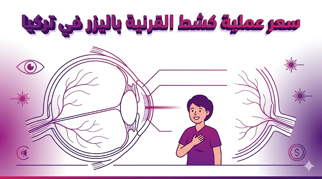  مخطط إنفوجرافيك تعليمي يشرح تشريح العين وكيفية تأثير سعر عملية كشط القرنية بالليزر في تركيا على تحسين جودة النظر.
