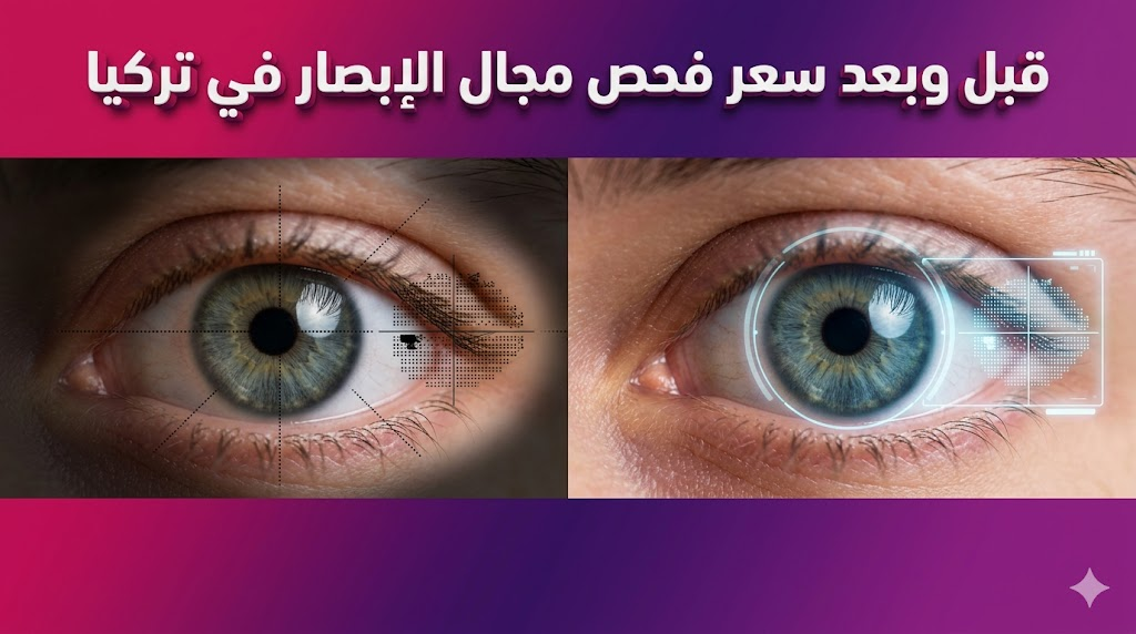 مقارنة قبل وبعد توضح دقة النتائج وتأثير سعر فحص مجال الإبصار في تركيا على تشخيص الرؤية.