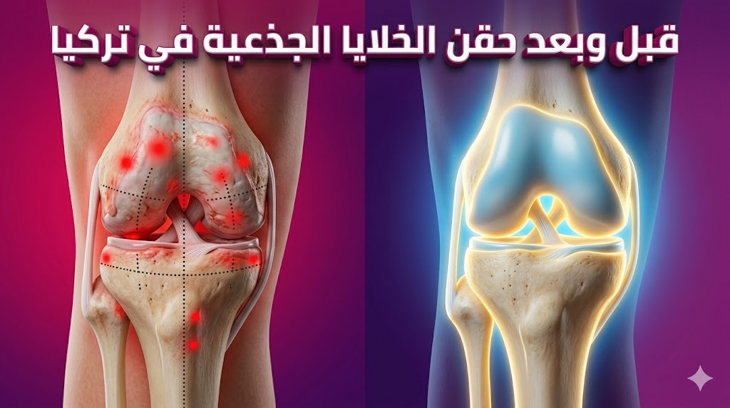 مقارنة قبل وبعد حقن الخلايا الجذعية في تركيا تظهر تجديد غضاريف الركبة وتعافيها بشكل مذهل.