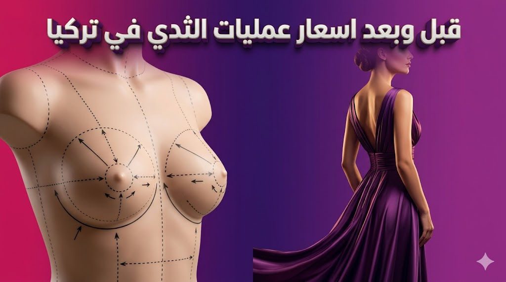 صورة مقارنة "قبل وبعد" توضح نتائج و اسعار عمليات الثدي في تركيا مع تخطيط جراحي دقيق ونتيجة نهائية مثالية.