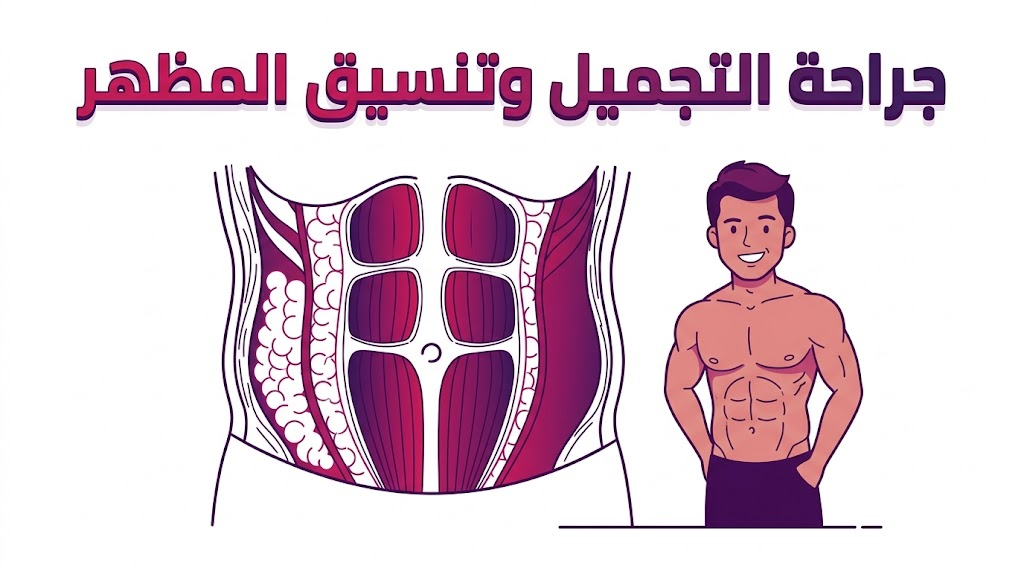  إنفوجرافيك تشريحي يوضح الطبقات الداخلية للأنسجة وتفاصيل عملية جراحة التجميل وتنسيق المظهر بشكل علمي دقيق.