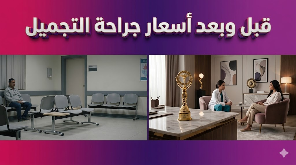  مقارنة صورية تجسد التغير في مستوى الخدمات المرتبطة بـ أسعار جراحة التجميل بين المرافق العادية والفاخرة.